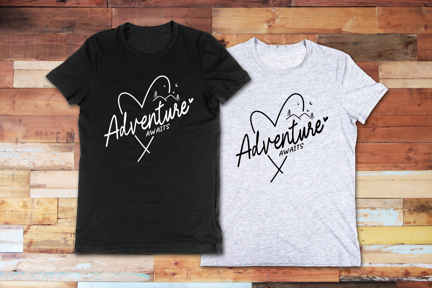 Adventure Awaits T Shirt, Tshirt, Graphic T's  100% Cotton Black White or Gray, Tee, Motivational,