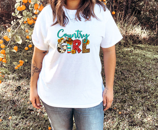 Country Girl Western T Shirt, Tshirt, Graphic T's  100% Cotton Black White or Gray, Tee, Motivational,