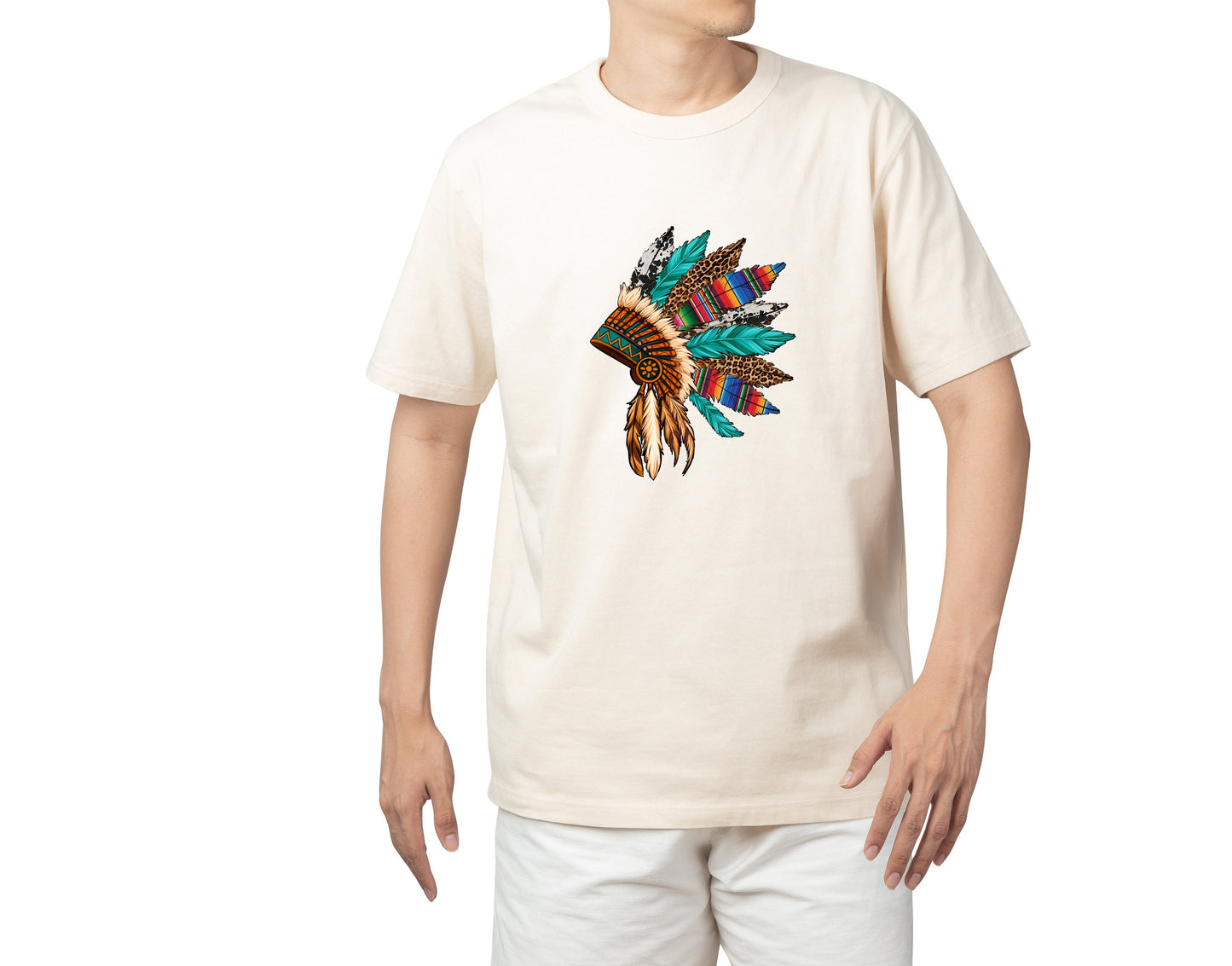 Native American Feather Head Dress T Shirt, Tshirt, Graphic T's  100% Cotton Tee, Motivational, Western