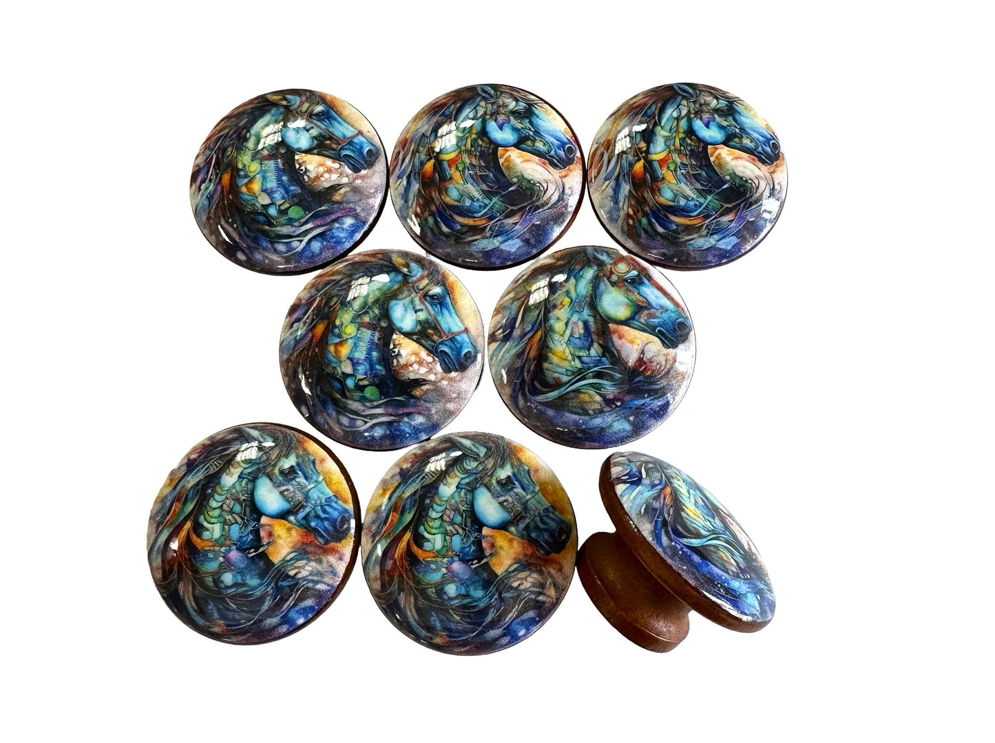 New Release Western Cabinet and Drawer Knobs, Set of 8 Tribal Horses, Cabinet Knobs Drawer Knobs and Pulls, Kitchen Cabinet Knobs,