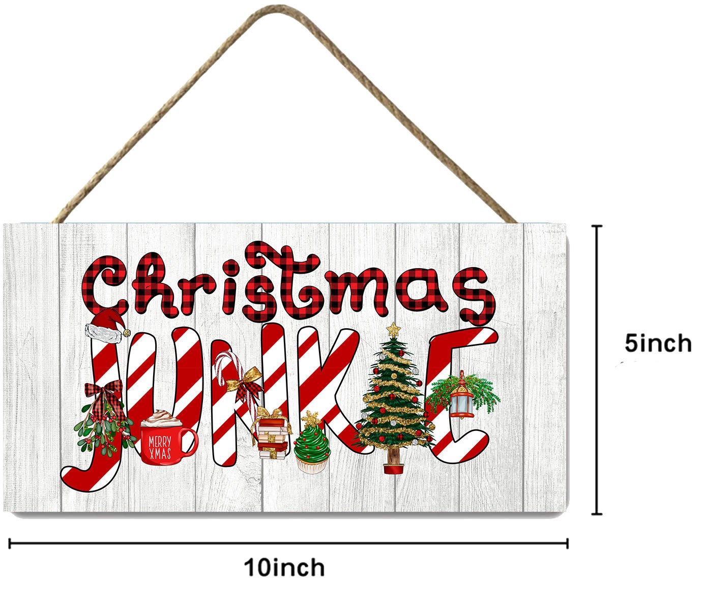 New Release Christmas Junkie  Decor Printed Handmade Wood Sign, Wreath Sign, Door Hanger, Christmas Decor Wall Sign