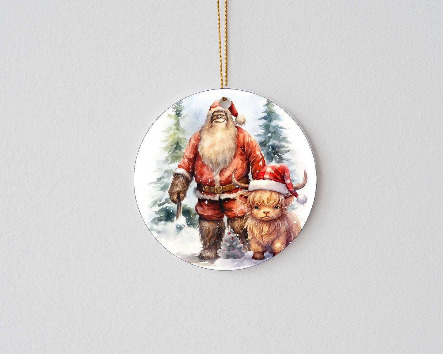 New Release Christmas Ornament, Bigfoot Santa and Highland Cow Ceramic Christmas Ornament