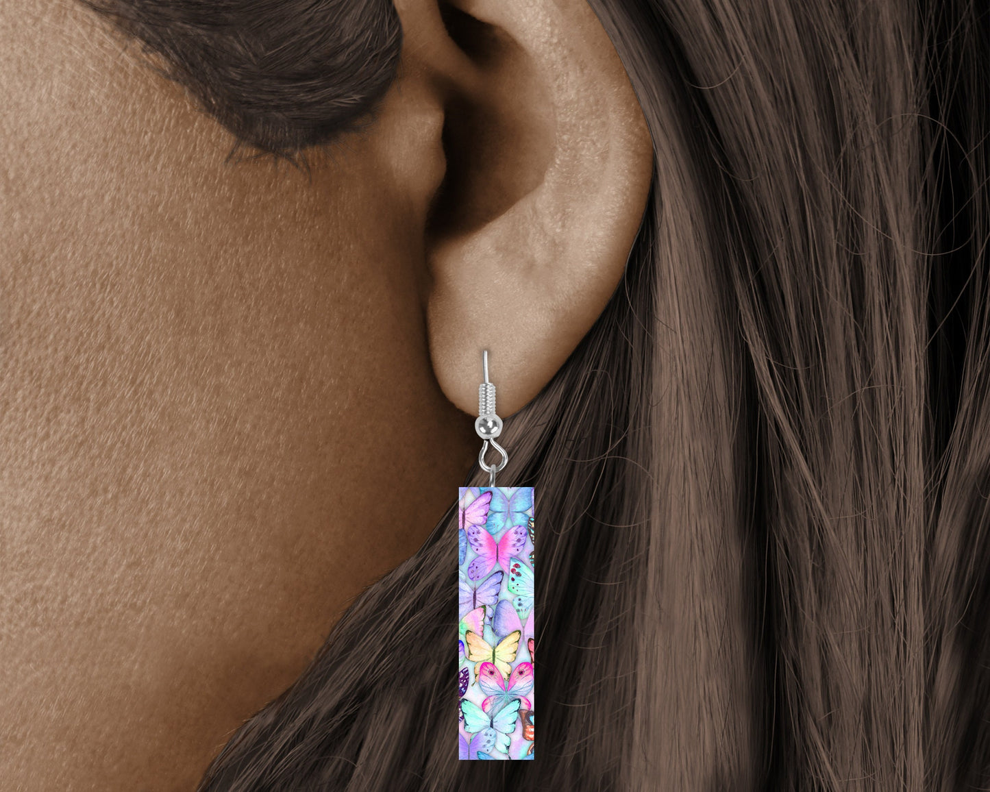 New Release Earrings, Beautiful Butterflies Bar Dangle Printed Earrings Jewelry Handmade