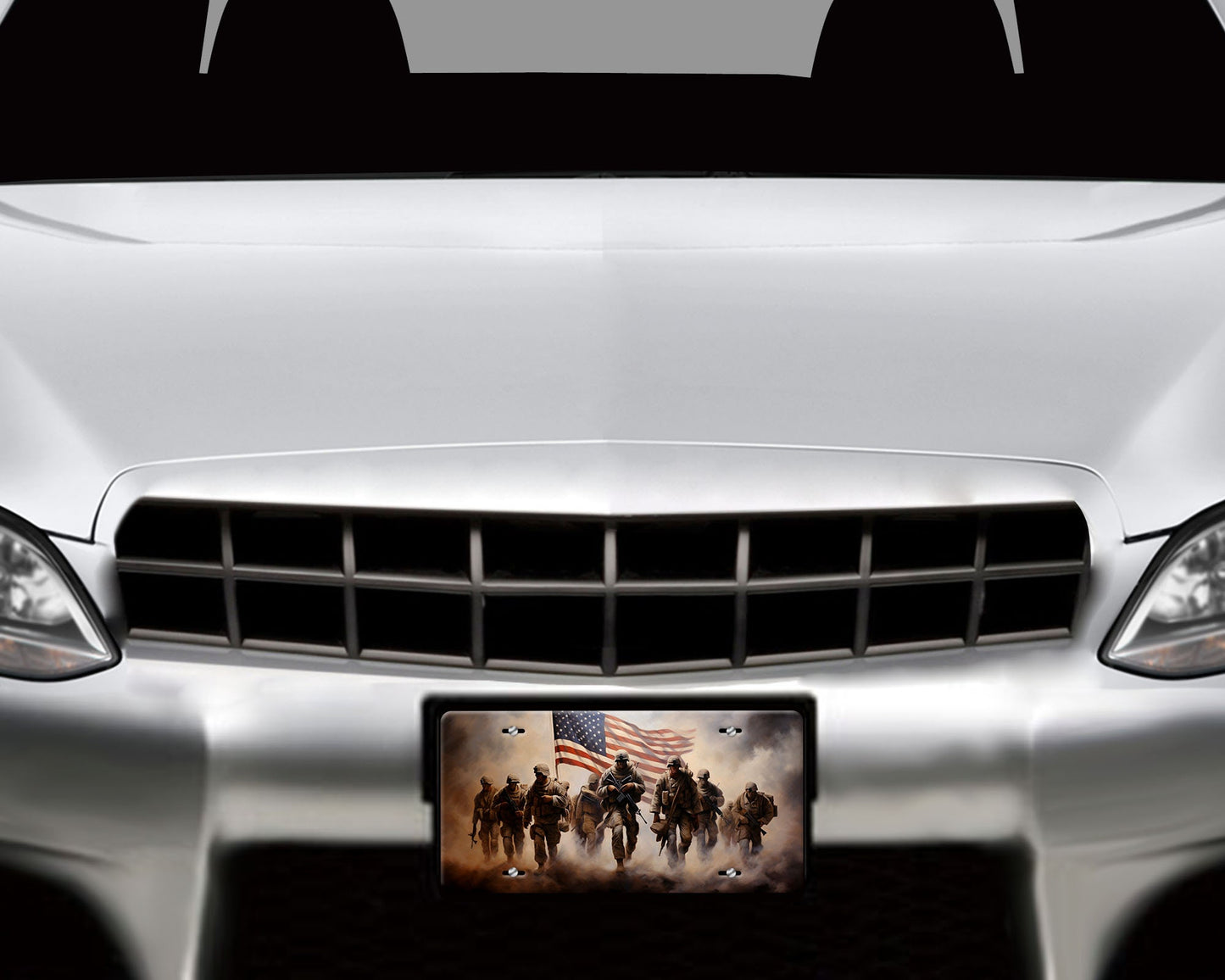 New Release American Soldiers Printed Aluminum Front License Plate, Car Accessory, Vanity Plate, Cute Car Tag