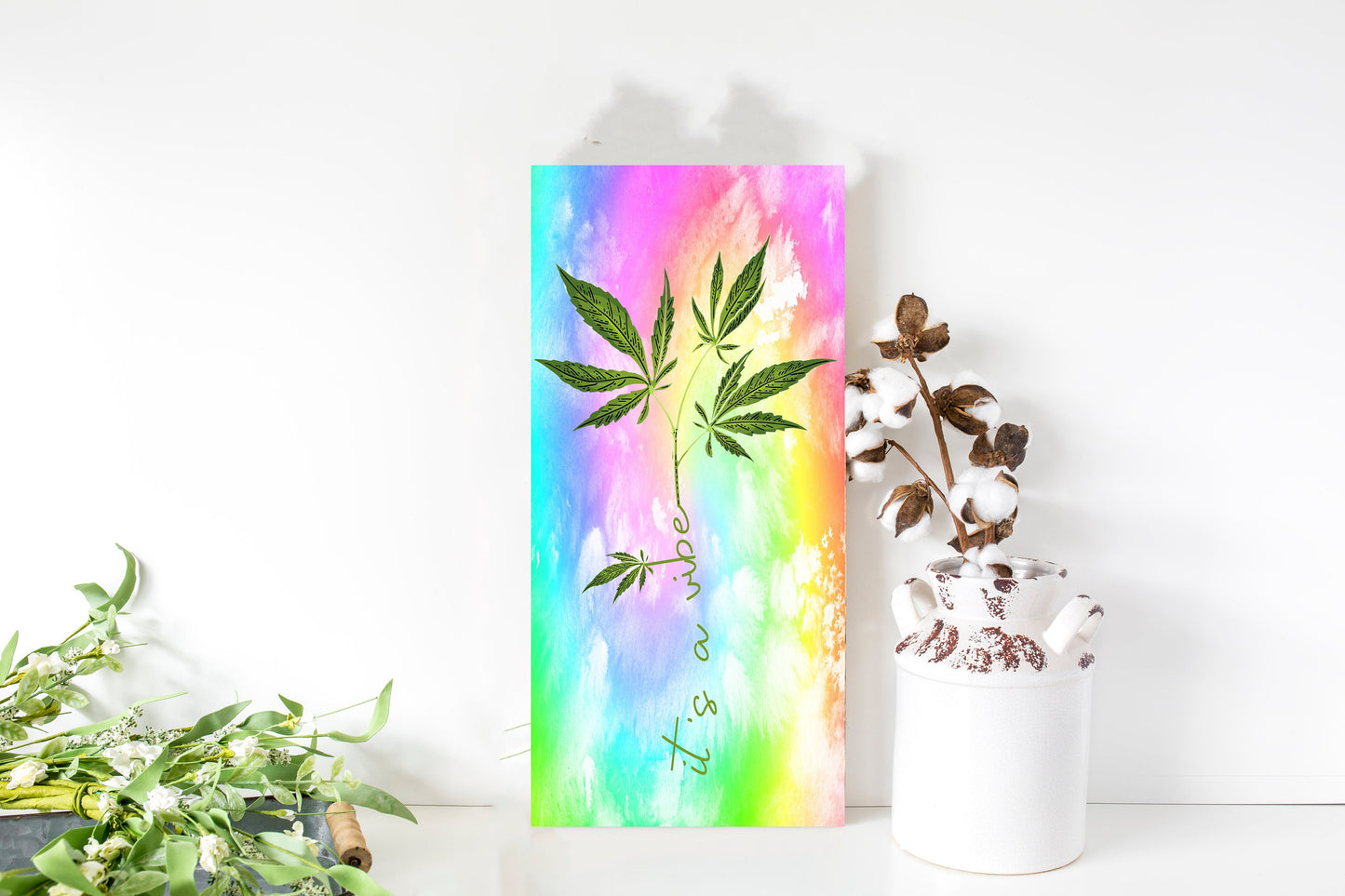 New Release It's A Vibe Marijuana Hanging Wall Sign Wood Home Decor, Stoner Gift, Hippie Decor,