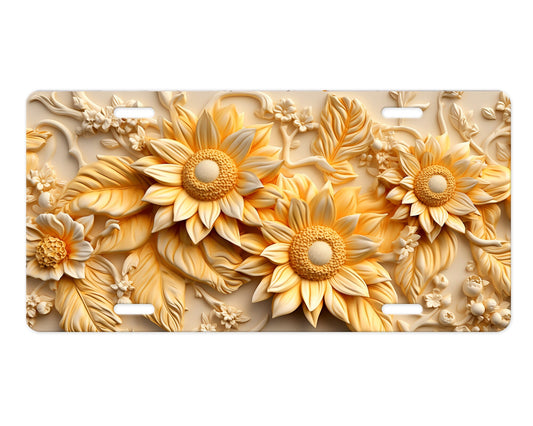 New Release License Plate, Yellow Sunflower Printed Aluminum Front License Plate, Car Accessory, Vanity Plate, Cute Car Tag