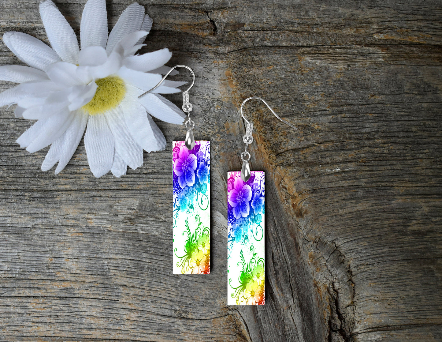 New Release Earrings Floral Printed Wood Dangle Earrings Hypoallergenic Jewelry Handmade