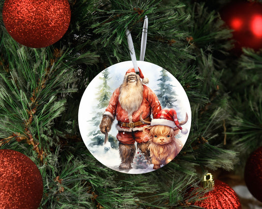 New Release Christmas Ornament, Bigfoot Santa and Highland Cow Ceramic Christmas Ornament