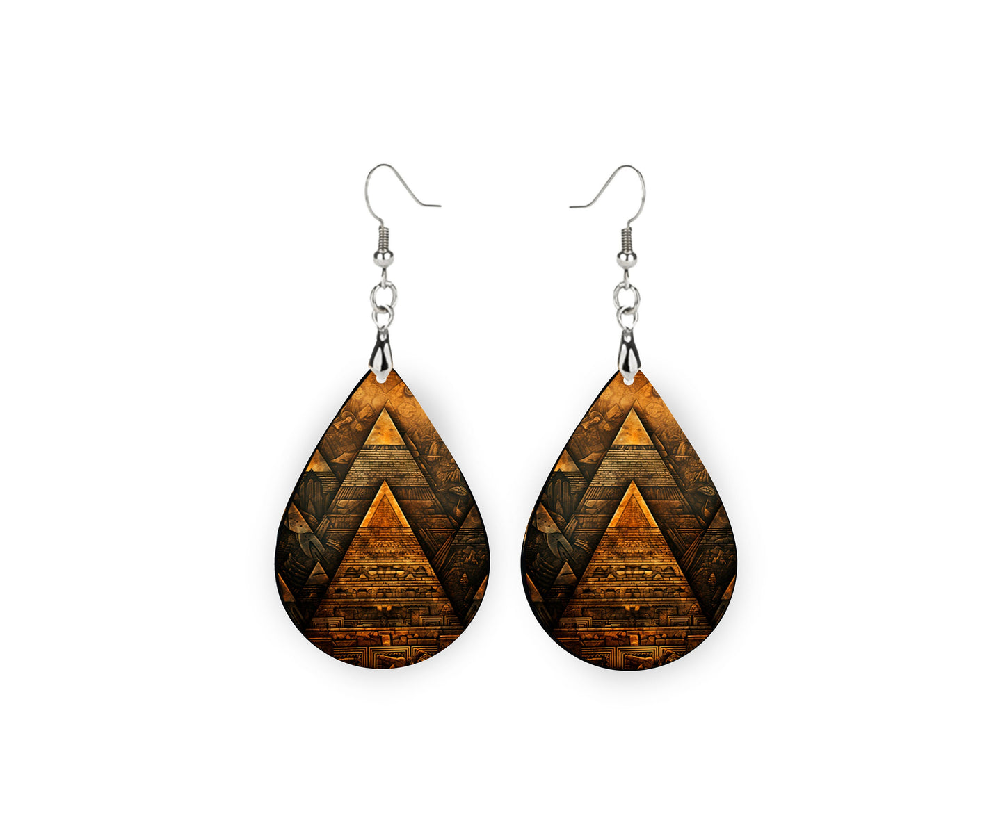 New Release Aztec Pyramids Tear Drop Dangle Printed Earrings Jewelry Handmade