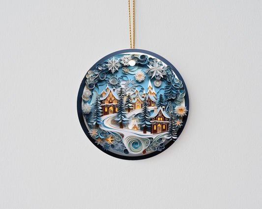 New Release Christmas Ornament, Blue Christmas Town Ceramic Christmas Ornament