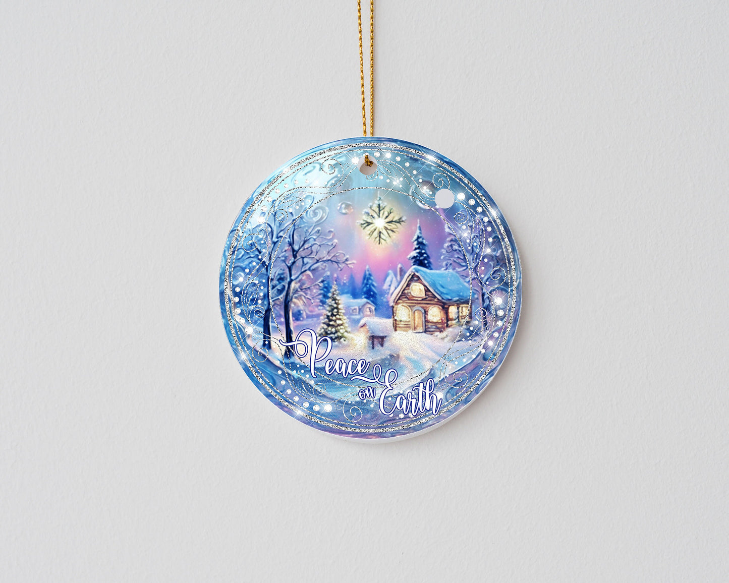 New Release Christmas Ornament, Blue Peace on Earth Ceramic Christmas Ornament