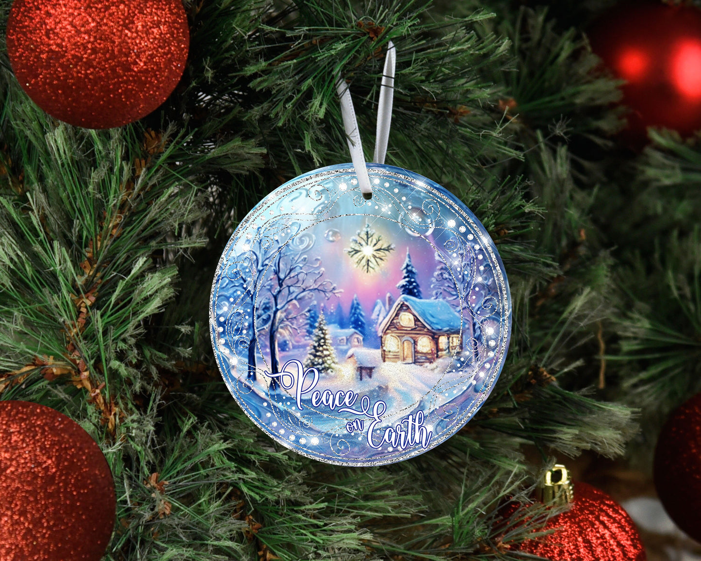 New Release Christmas Ornament, Blue Peace on Earth Ceramic Christmas Ornament