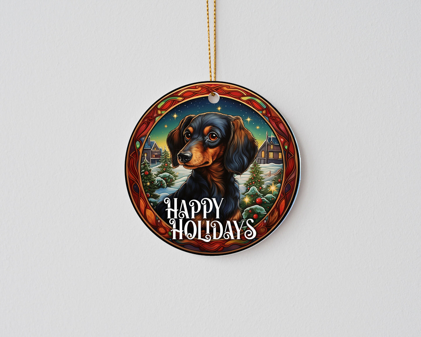 New Release Christmas Ornament, Dachshund Happy Holidays Ceramic Christmas Ornament