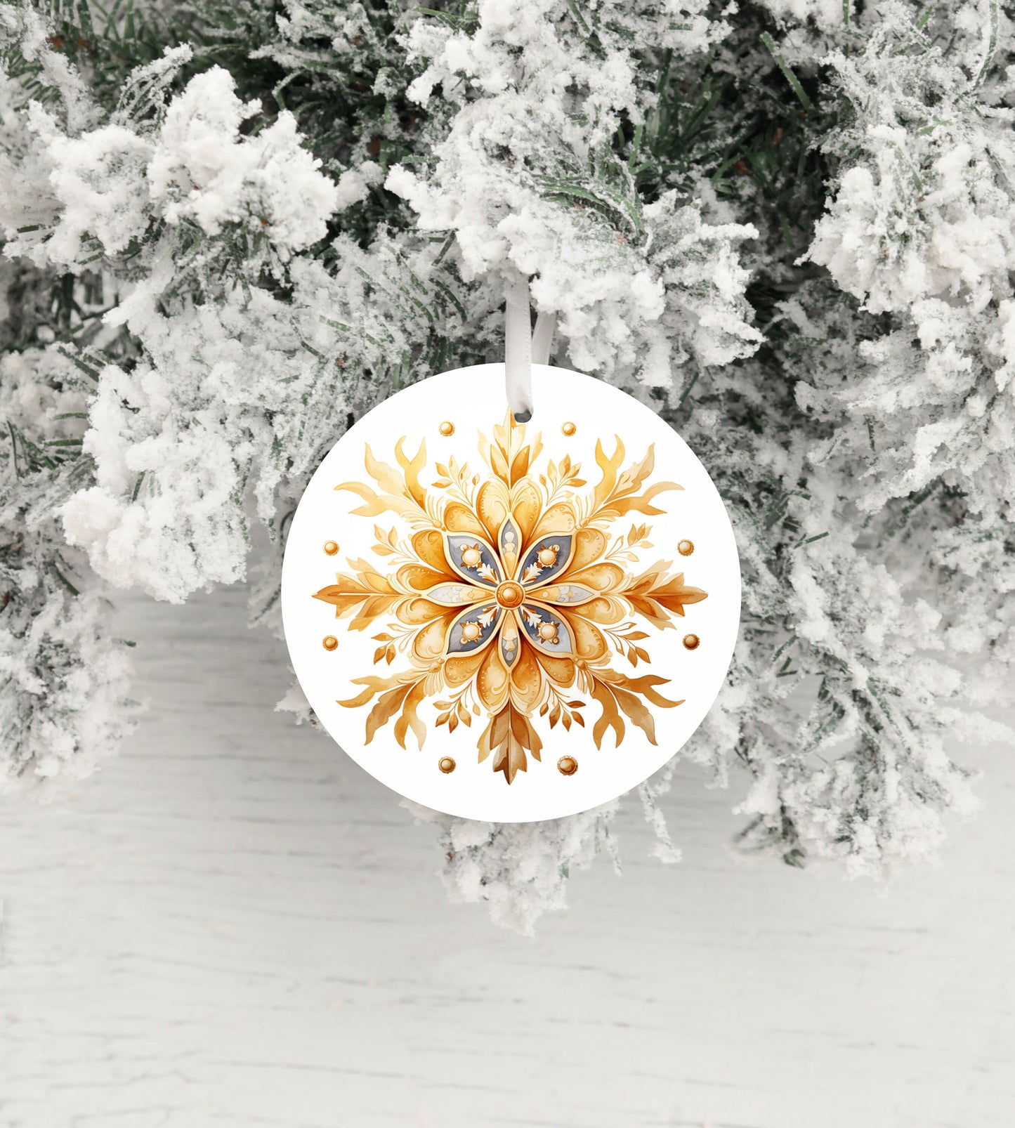 New Release Christmas Ornament, Gold Snowflake Two Ceramic Christmas Ornament