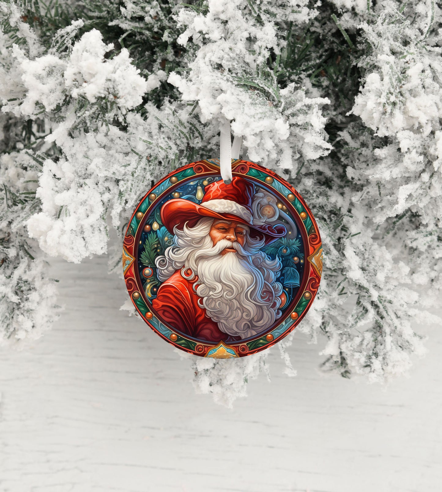 New Releases Western Christmas Ornament, Cowboy Santa Ceramic Christmas Ornament, Christmas Decorations