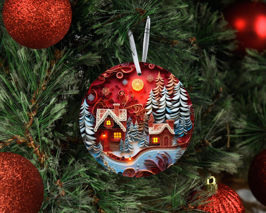 New Release Christmas Ornament, Red Christmas Village Ceramic Christmas Ornament