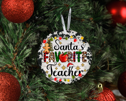 New Release Christmas Ornament, Santa's Favorite Teacher Ceramic Christmas Ornament