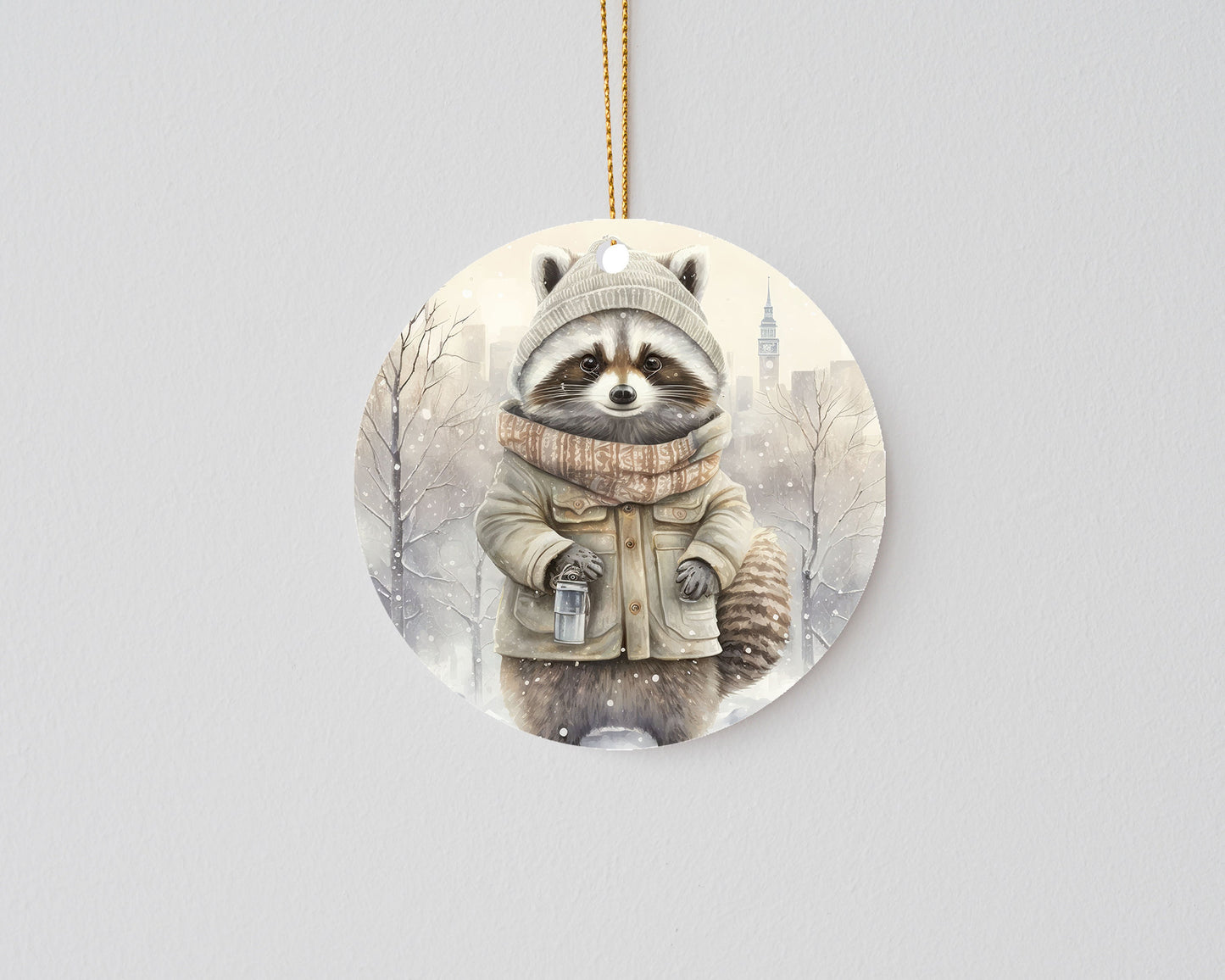 New Release Christmas Ornament, Winter Raccoon Ceramic Christmas Ornament