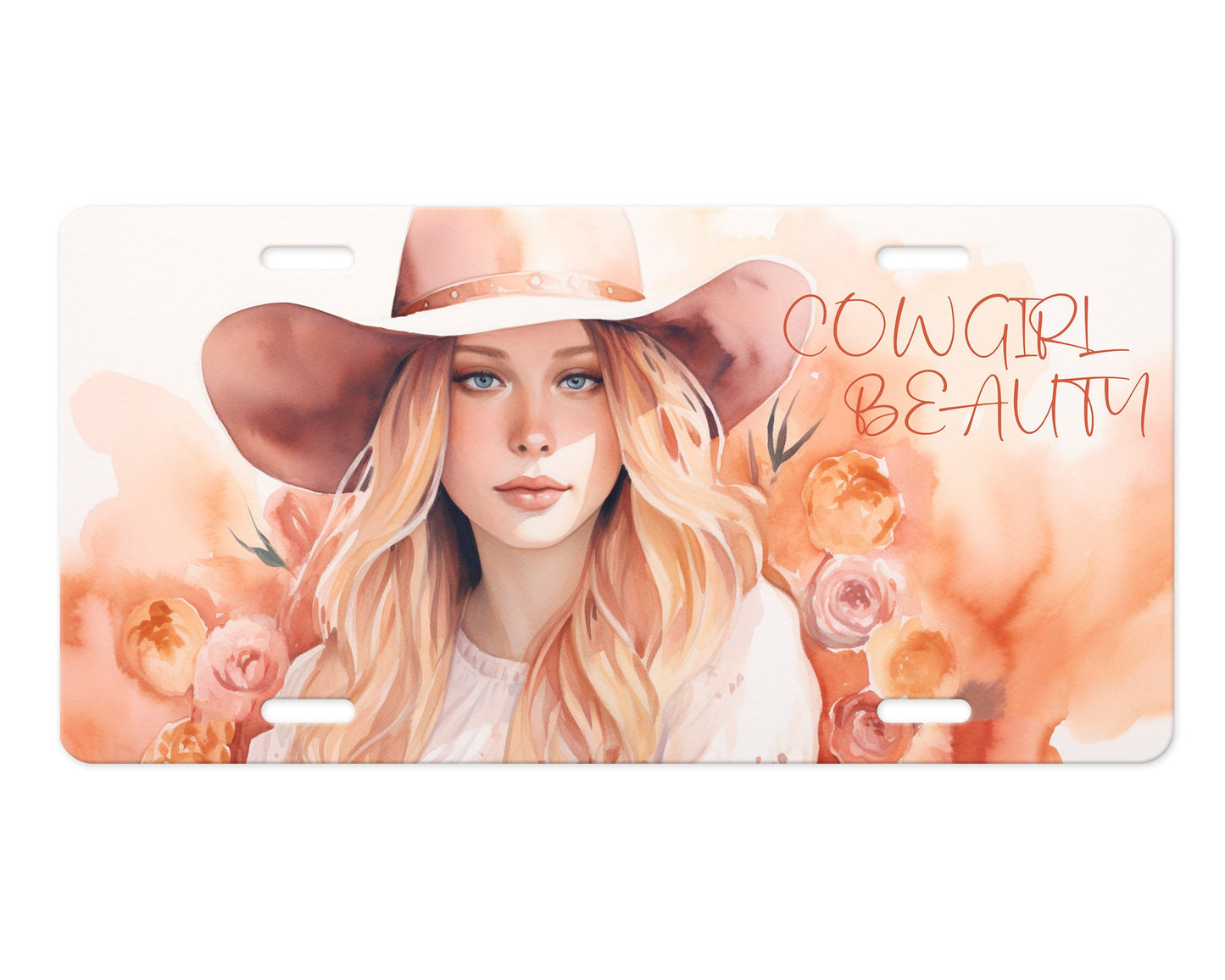 New Release License Plate, Cowgirl Beauty Printed Aluminum Front License Plate, Car Accessory, Vanity Plate, Cute Car Tag