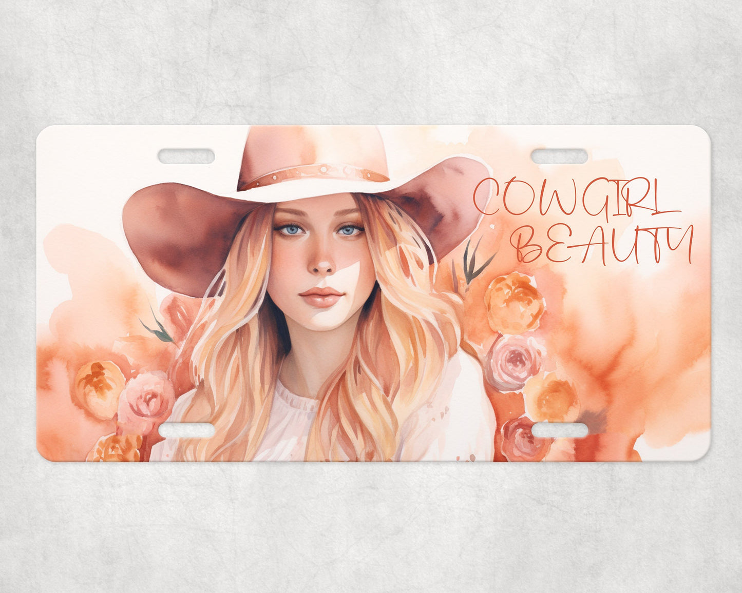 New Release License Plate, Cowgirl Beauty Printed Aluminum Front License Plate, Car Accessory, Vanity Plate, Cute Car Tag