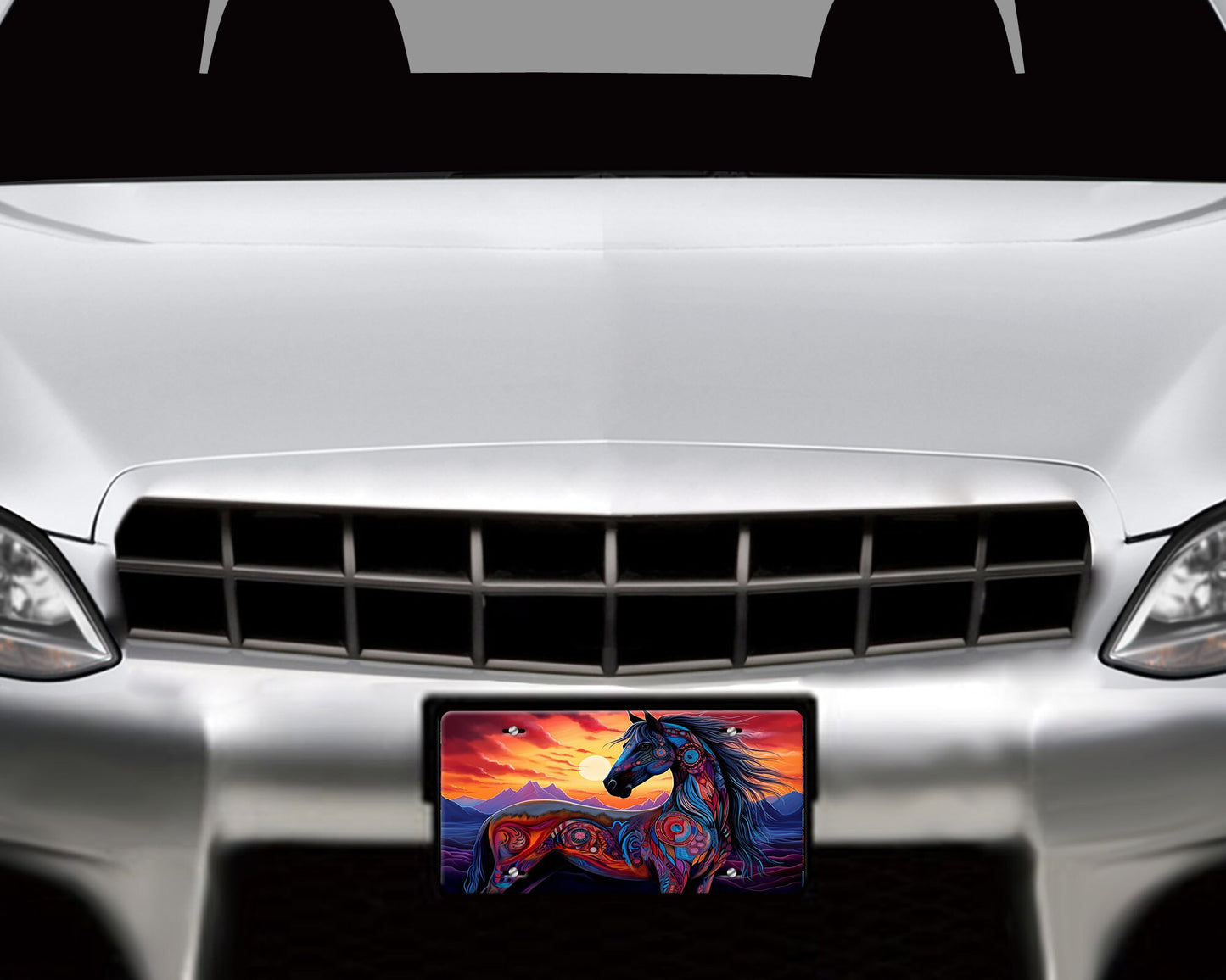 New Release License Plate, Native American Tribal Horse Printed Aluminum Front License Plate, Car Accessory, Vanity Plate, Cute Car Tag