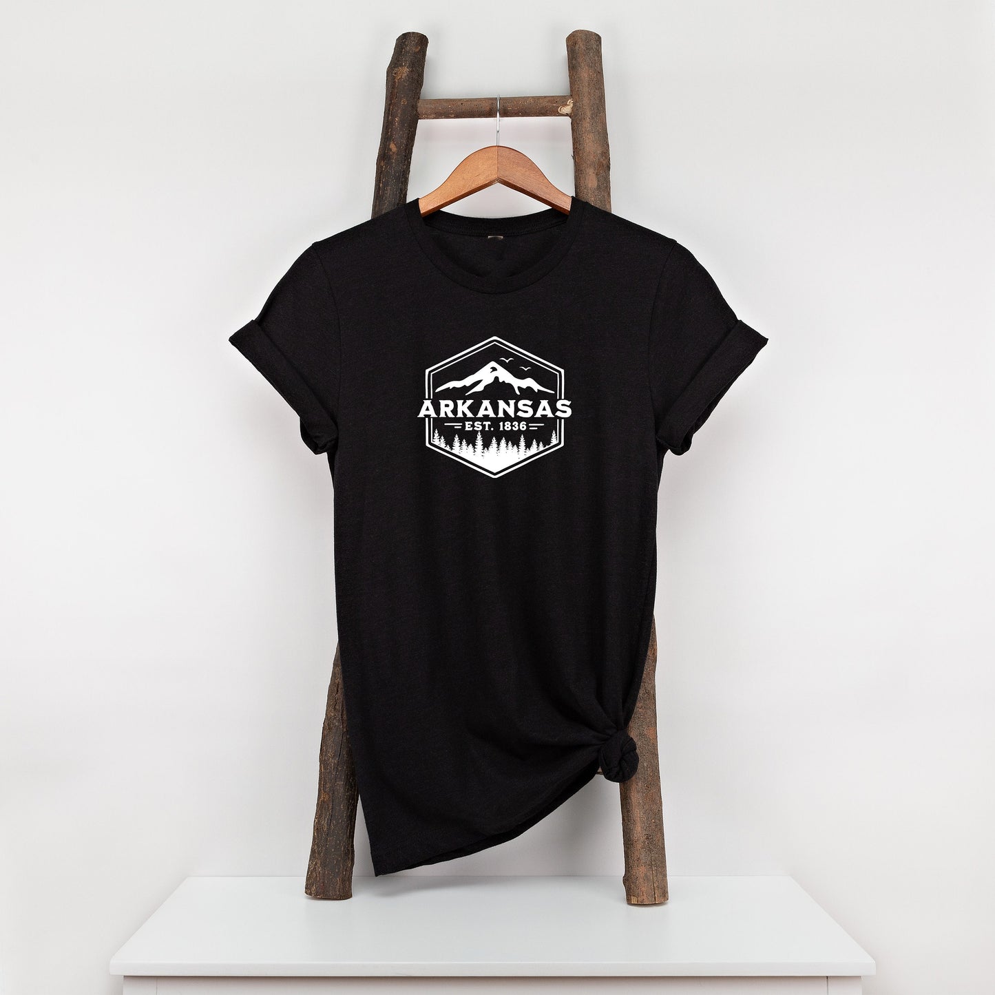 New Release, Arkansas Badge, T Shirt,  Tshirt, Graphic T's  100% Cotton Black White or Gray, Tee