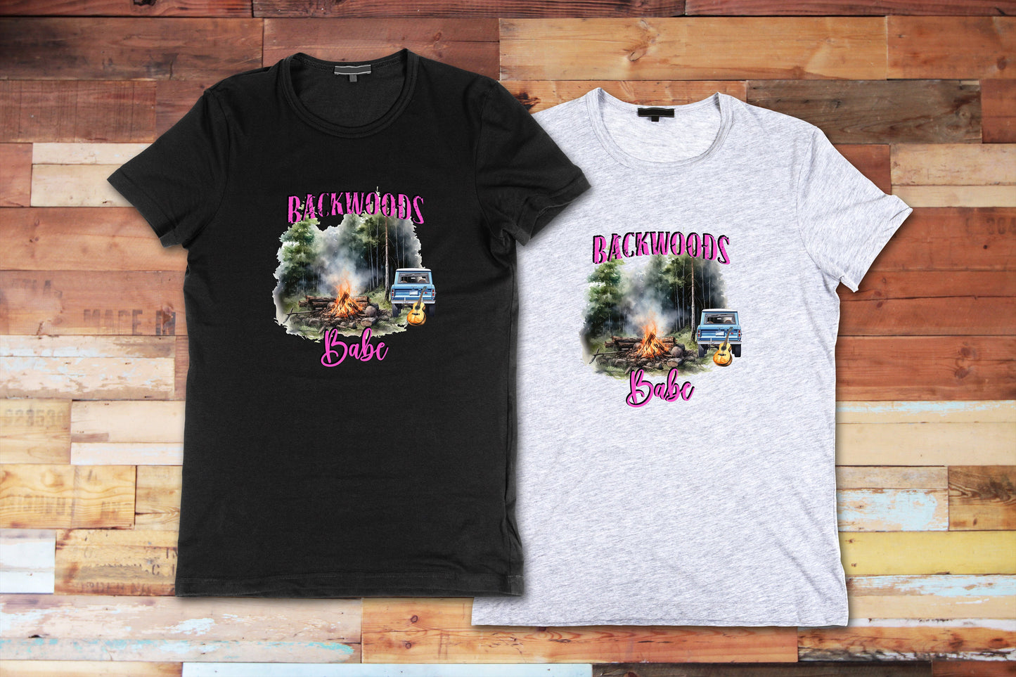 New Release, Backwoods Babe, T Shirt,  Tshirt, Graphic T's  100% Cotton Black White or Gray, Tee