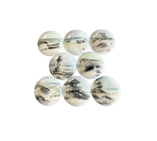 New Release Coastal Watercolor Cabinet and Drawer Knobs, Set of 8 Coastal Watercolor Drawer Knobs and Pulls, Kitchen Cabinet Knobs