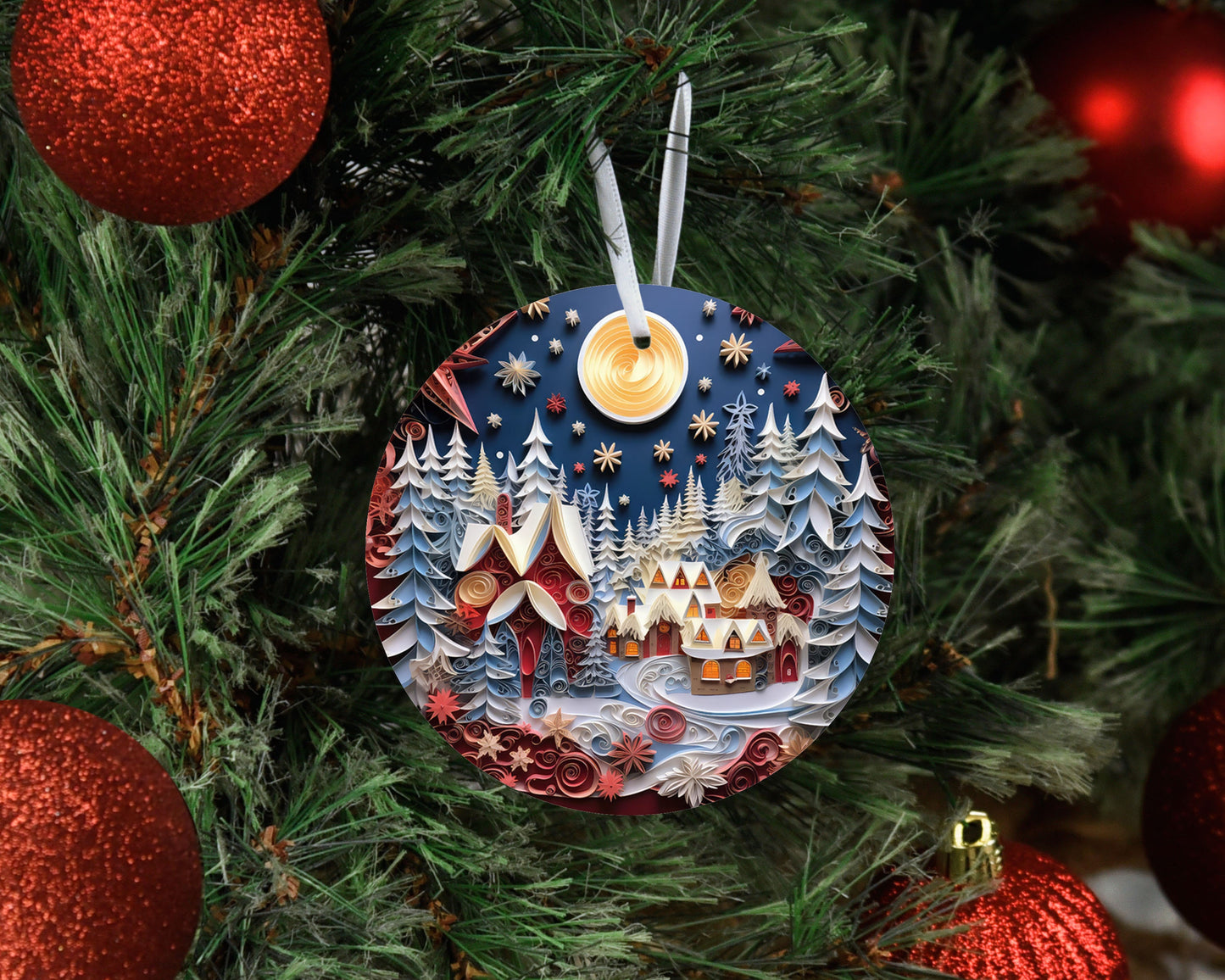 New Release Christmas Ornament, Christmas Night Village Ceramic Christmas Ornament