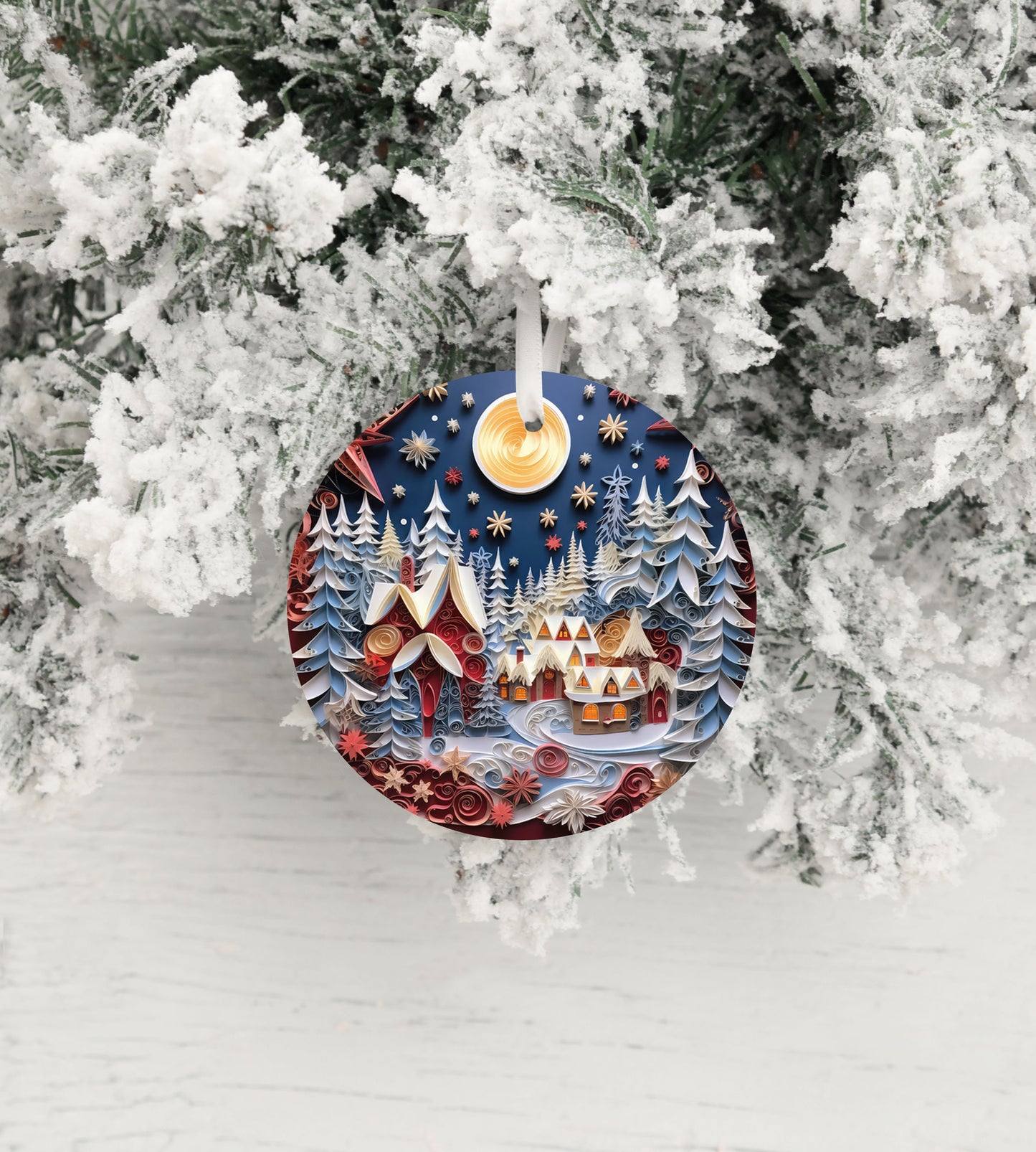 New Release Christmas Ornament, Christmas Night Village Ceramic Christmas Ornament