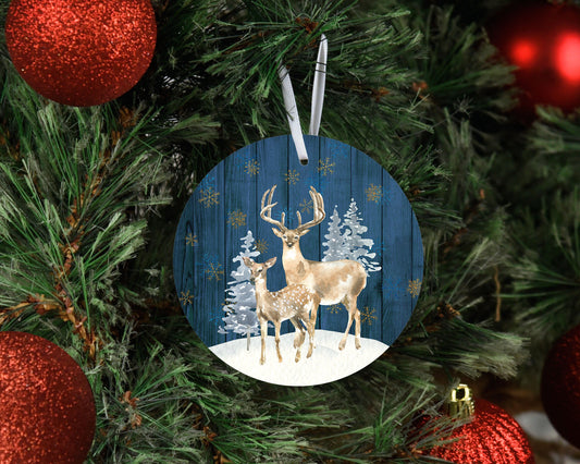 New Release Christmas Ornament, Deer on Blue Ceramic Christmas Ornament