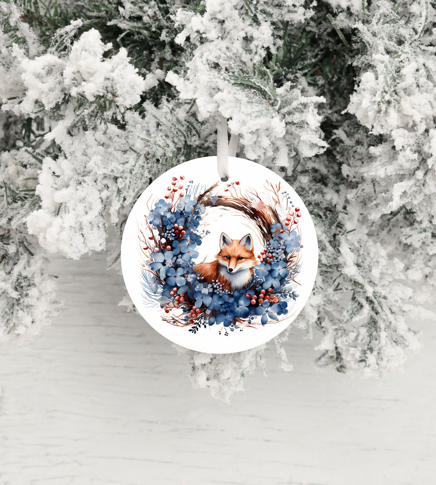 New Release Christmas Ornament, Christmas Fox Wreath Ceramic Christmas Ornament