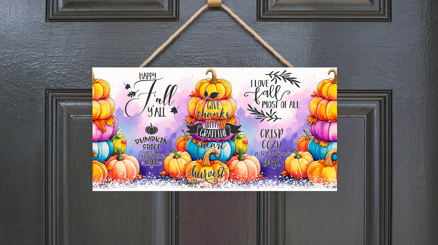 New Release Fall Pumpkins Collage Wall Decor, Fall Sign,  Printed Handmade Wood Sign, Wreath Sign, Door Hanger