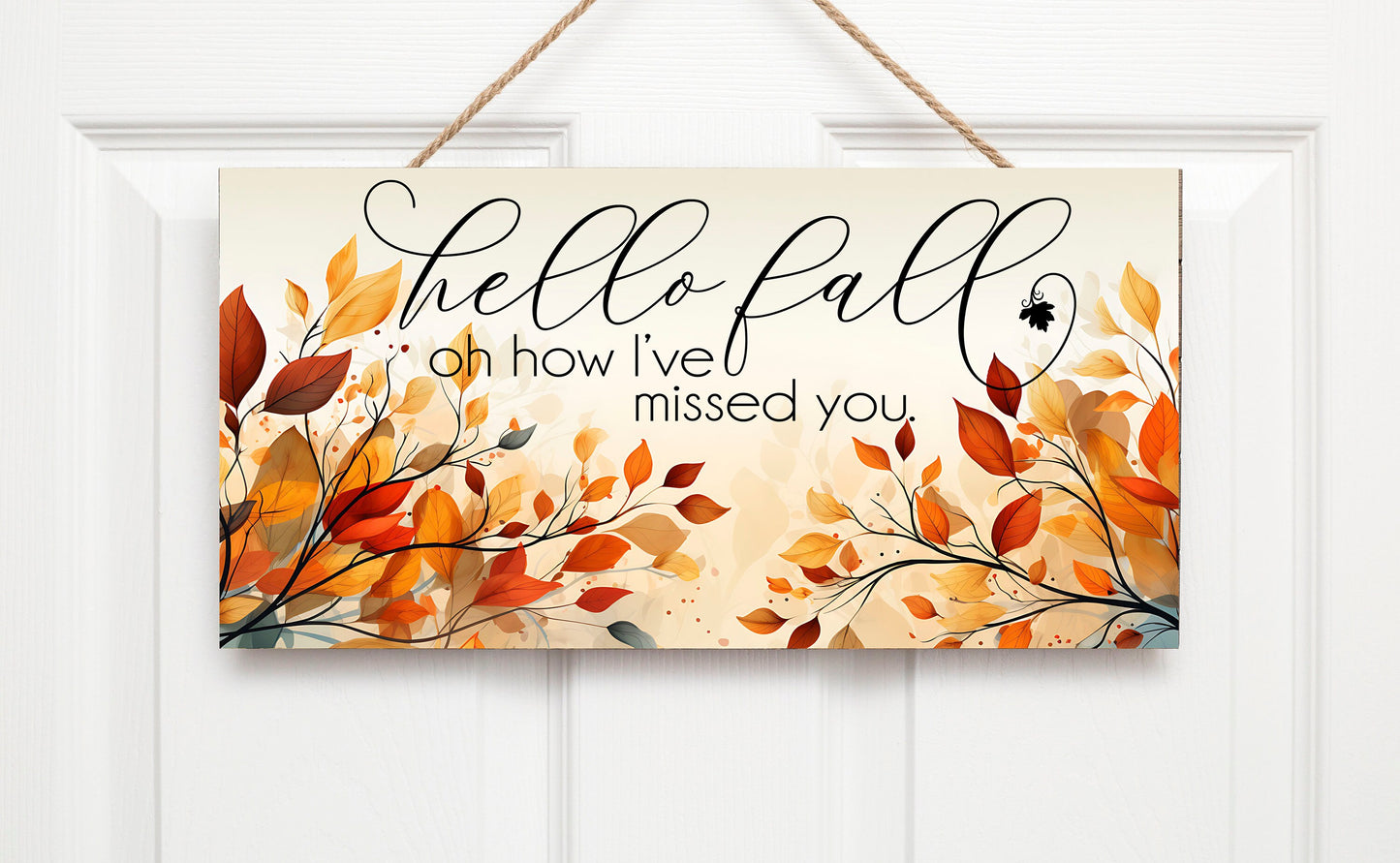 New Release Hello Fall I've Missed You Wall Decor, Fall Sign,  Printed Handmade Wood Sign, Wreath Sign, Door Hanger