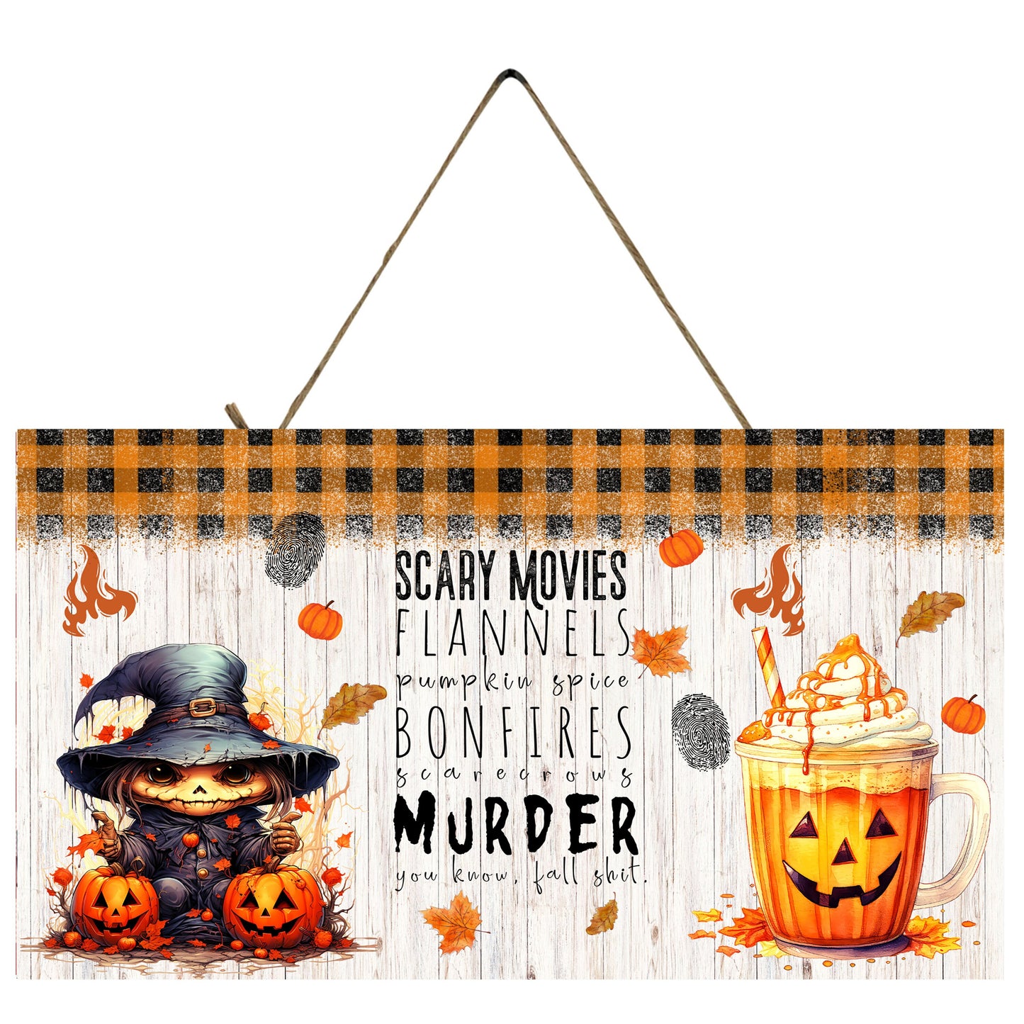 New Release Scary Movie Flannel Fall Wall Decor, Fall Sign,  Printed Handmade Wood Sign, Wreath Sign, Door Hanger