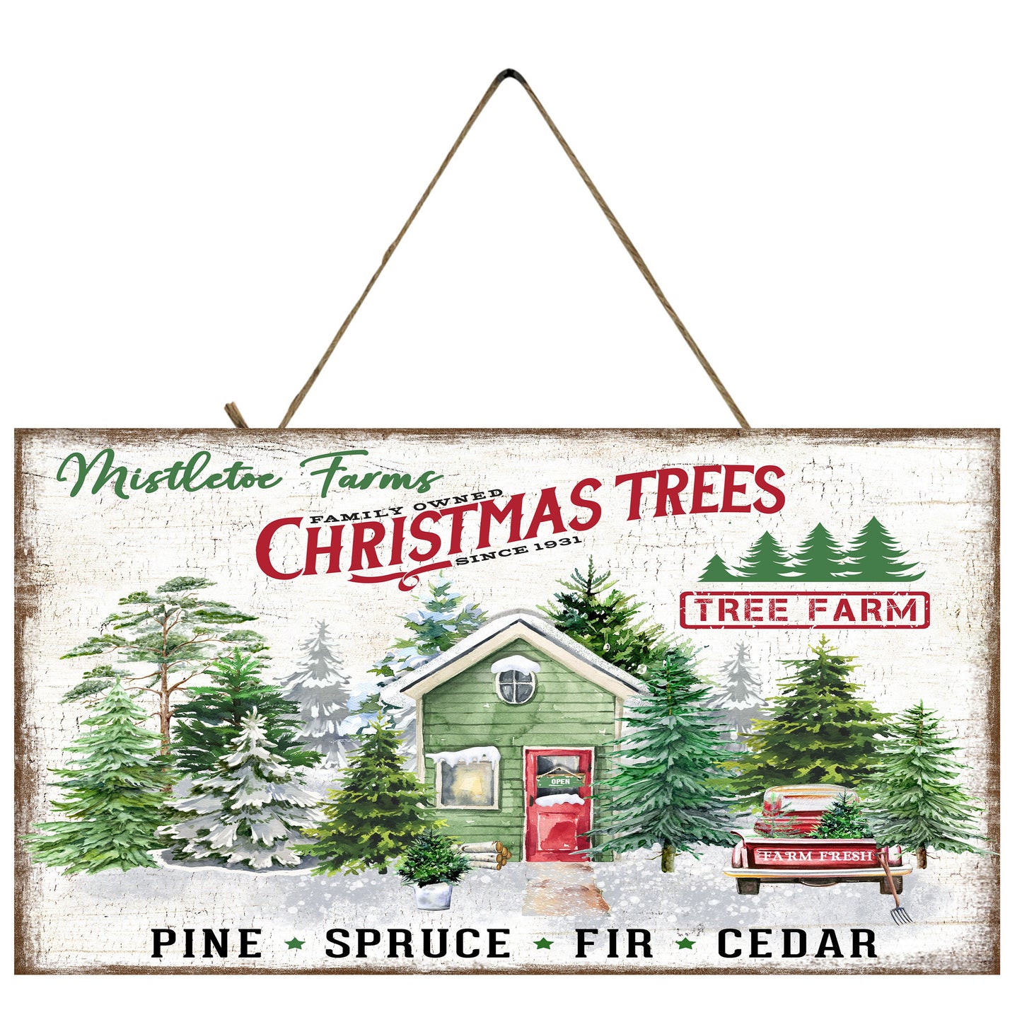 New Release Mistletoe Farms Christmas Tree Wall Decor, Christmas Sign,  Printed Handmade Wood Sign, Wreath Sign, Door Hanger