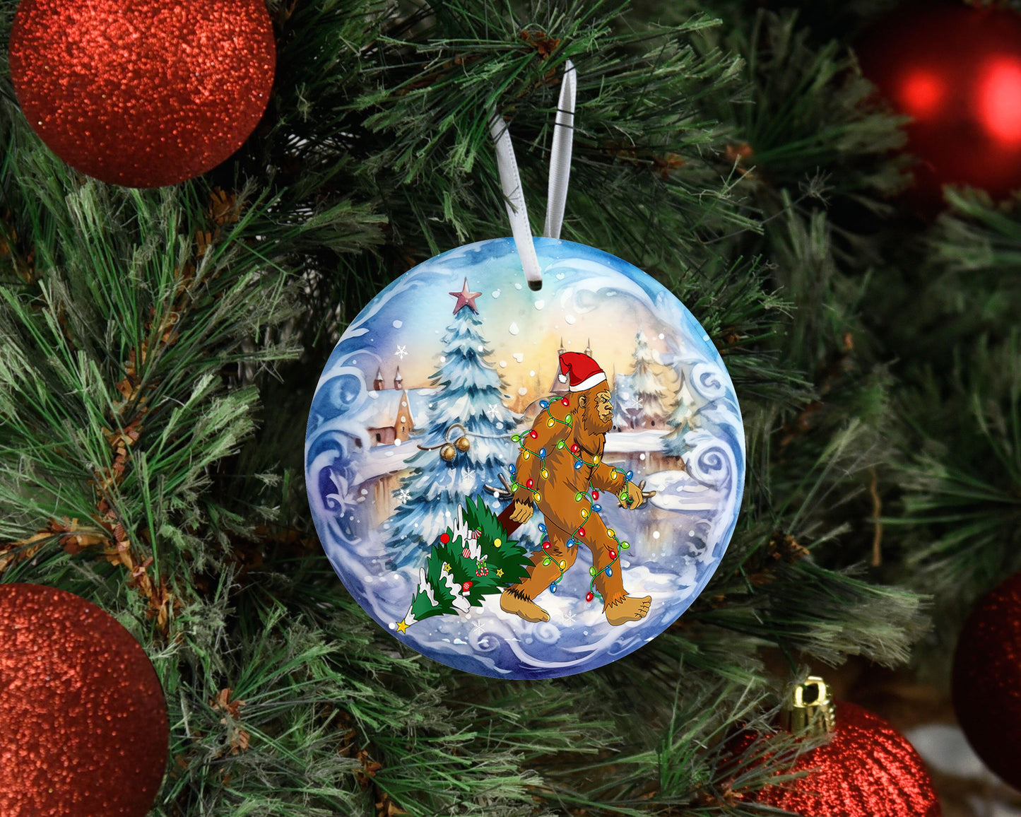 New Release Christmas Ornament, Christmas Bauble Bigfoot Ceramic Christmas Ornament