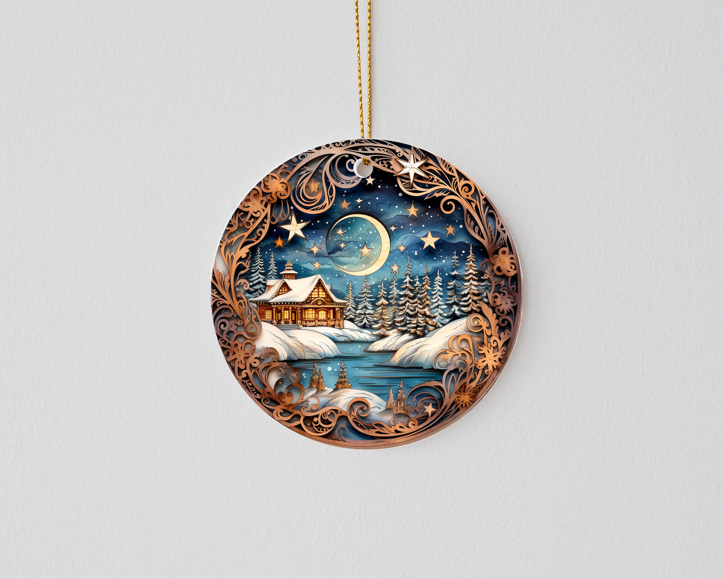 New Release Christmas Ornament, Christmas Lake Cabin Ceramic Christmas Ornament