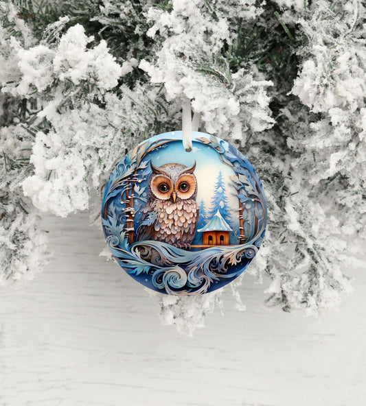 New Release Christmas Ornament, Christmas Owl Blue Ceramic Christmas Ornament