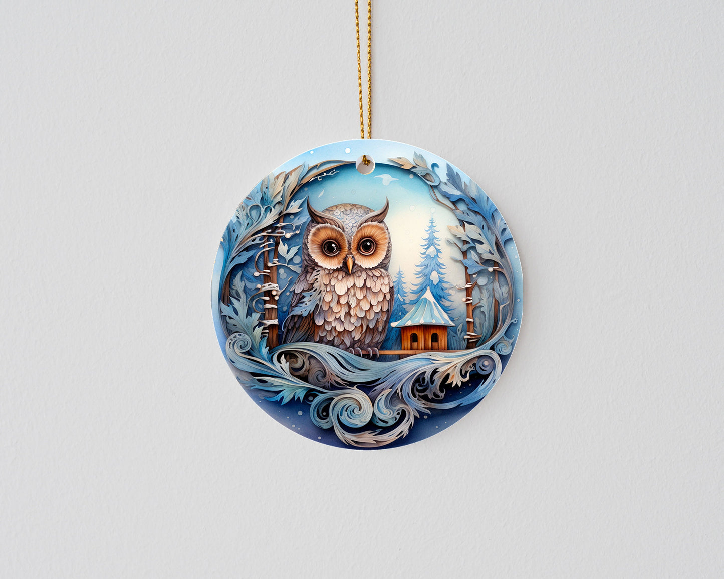 New Release Christmas Ornament, Christmas Owl Blue Ceramic Christmas Ornament