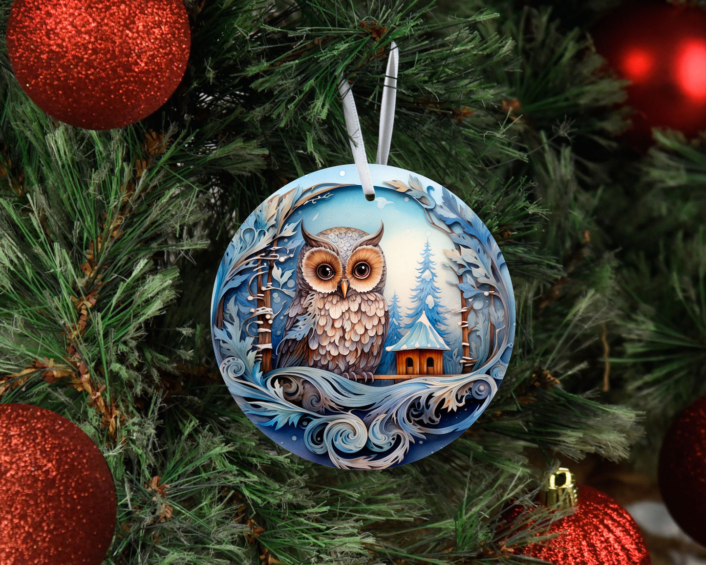 New Release Christmas Ornament, Christmas Owl Blue Ceramic Christmas Ornament