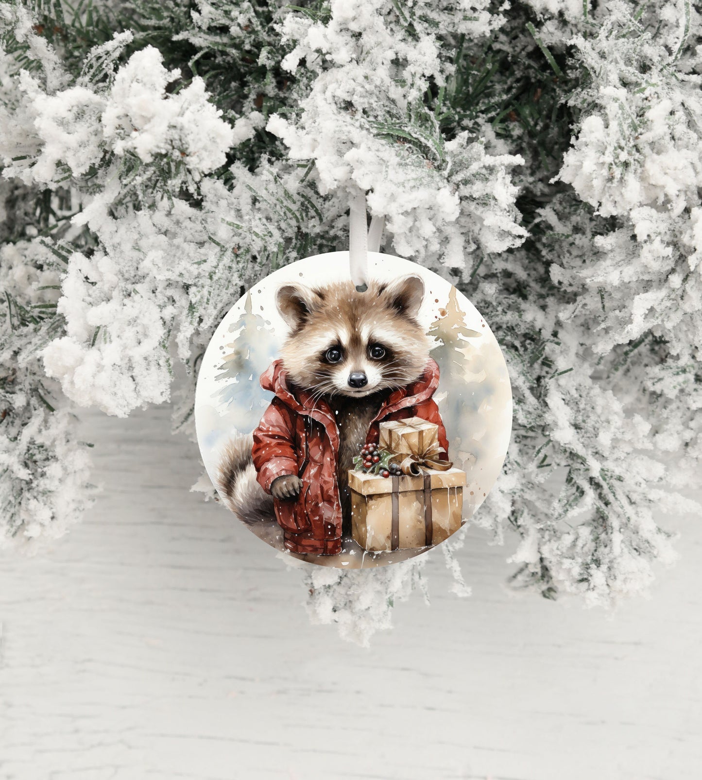 New Release Christmas Ornament, Christmas Raccoon Ceramic Christmas Ornament