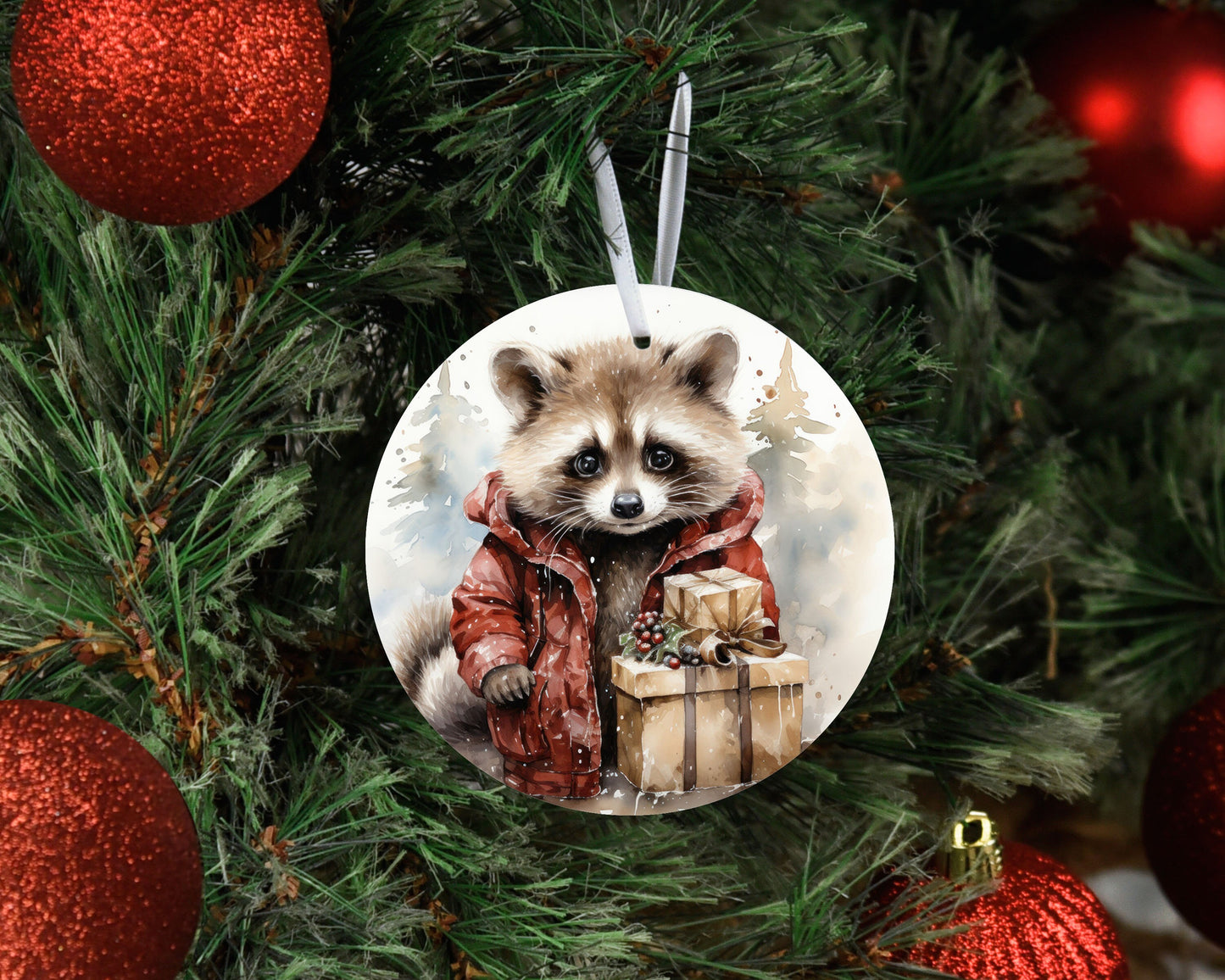 New Release Christmas Ornament, Christmas Raccoon Ceramic Christmas Ornament