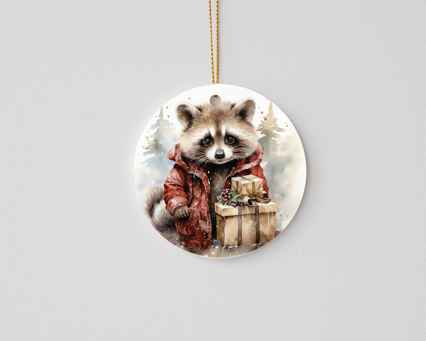 New Release Christmas Ornament, Christmas Raccoon Ceramic Christmas Ornament