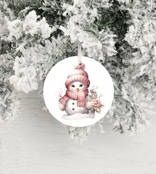 New Release Christmas Ornament, Cute Pink Snowman Ceramic Christmas Ornament