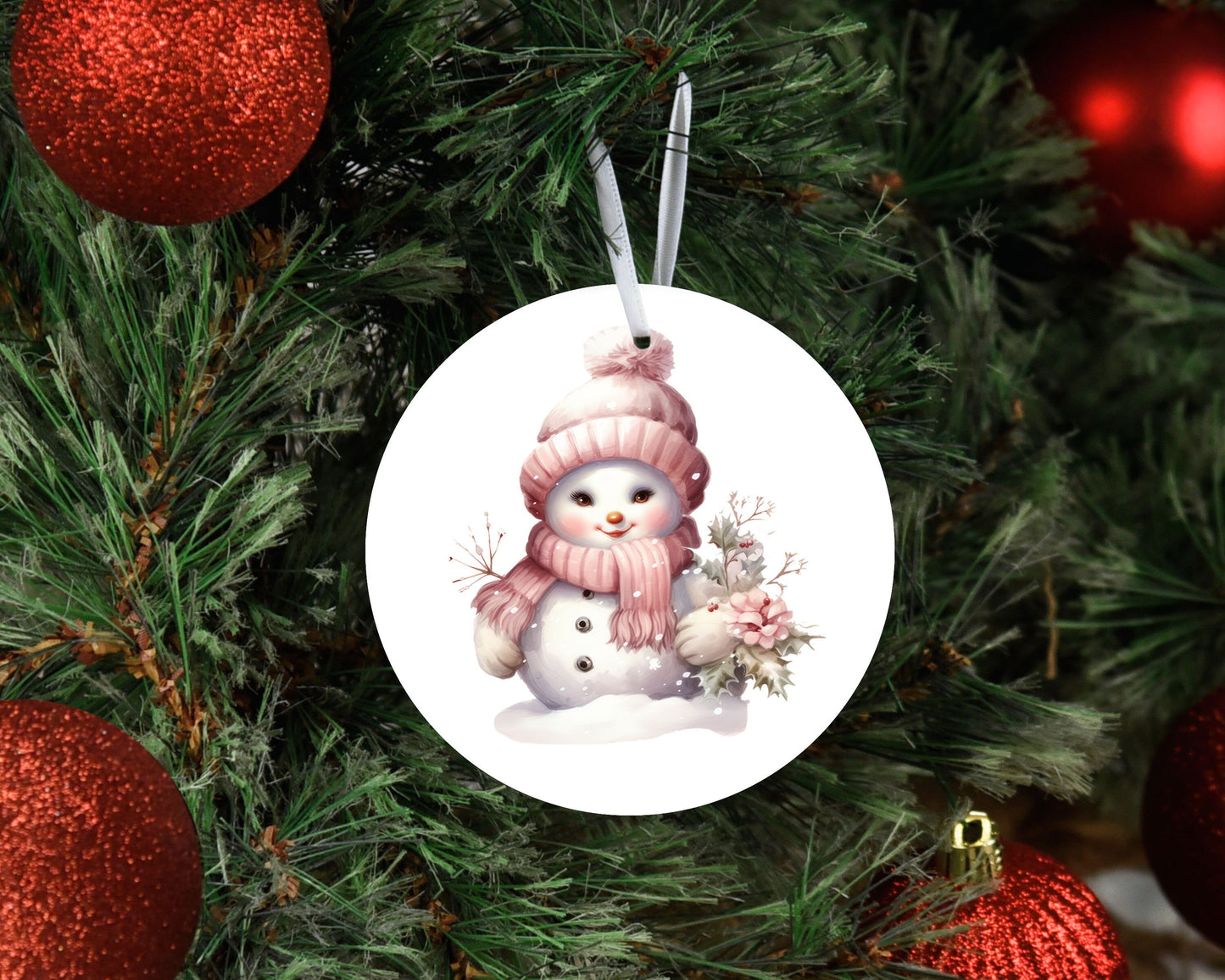 New Release Christmas Ornament, Cute Pink Snowman Ceramic Christmas Ornament