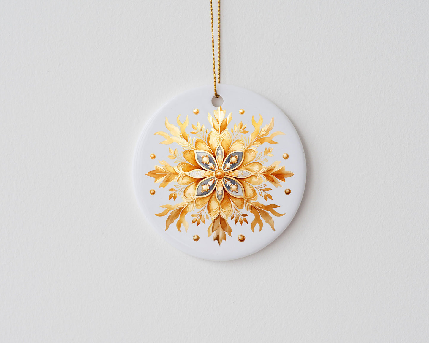 New Release Christmas Ornament, Gold Snowflake Two Ceramic Christmas Ornament