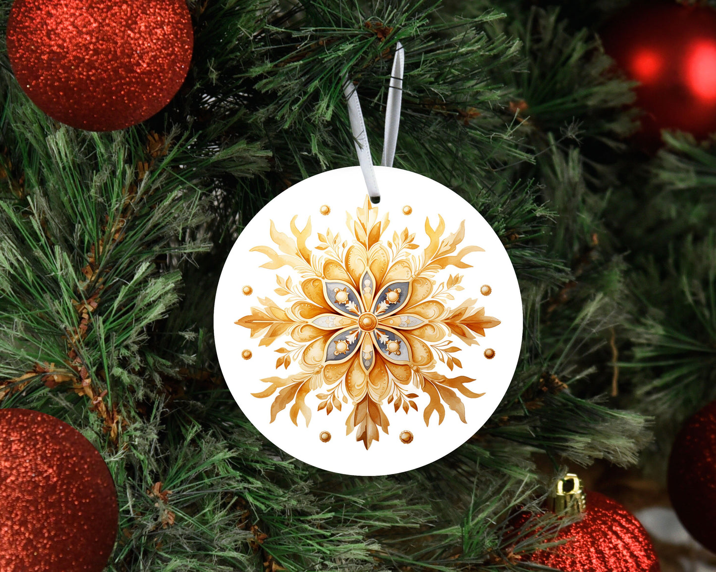 New Release Christmas Ornament, Gold Snowflake Two Ceramic Christmas Ornament