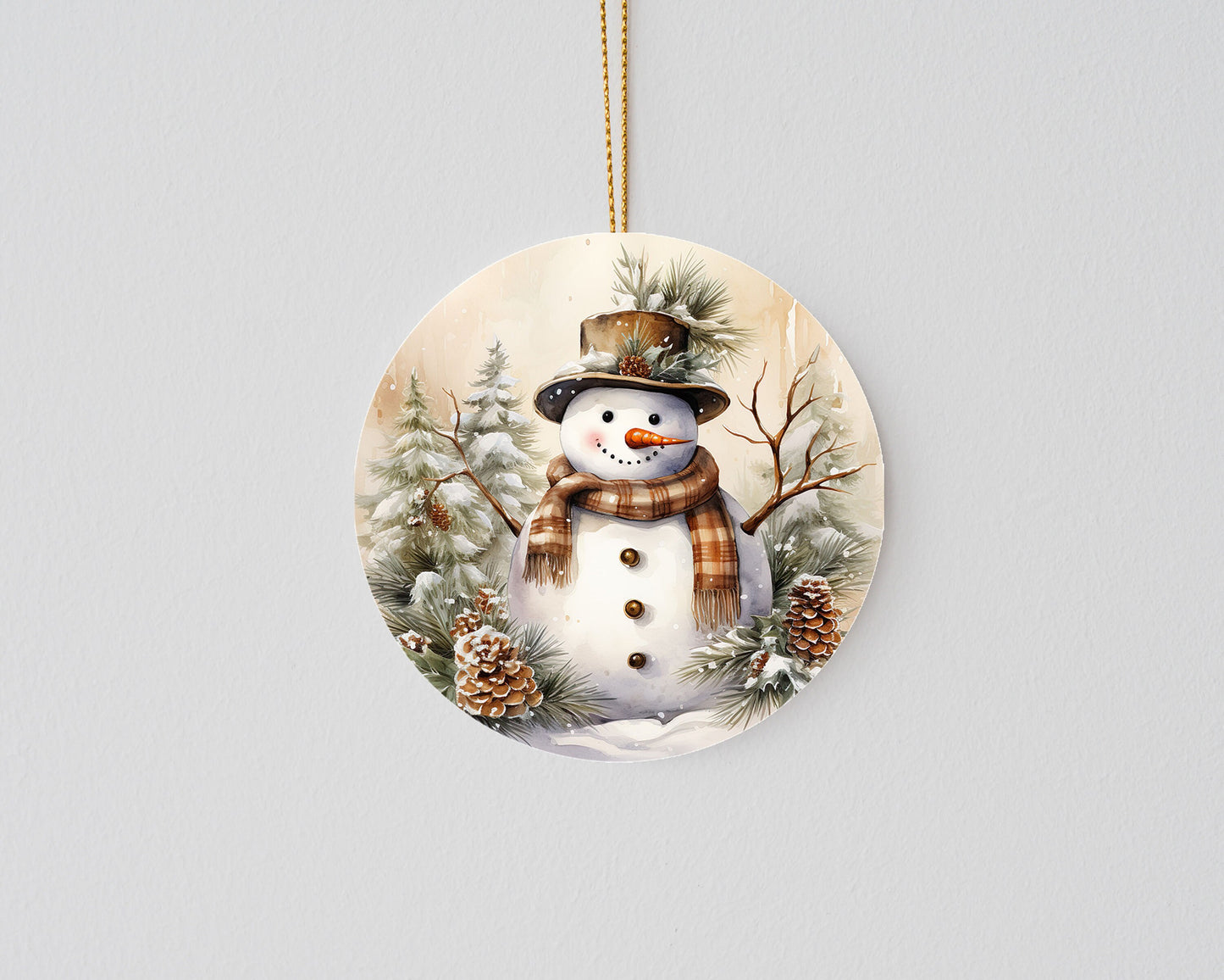 New Release Christmas Ornament, Golden Snowman Ceramic Christmas Ornament