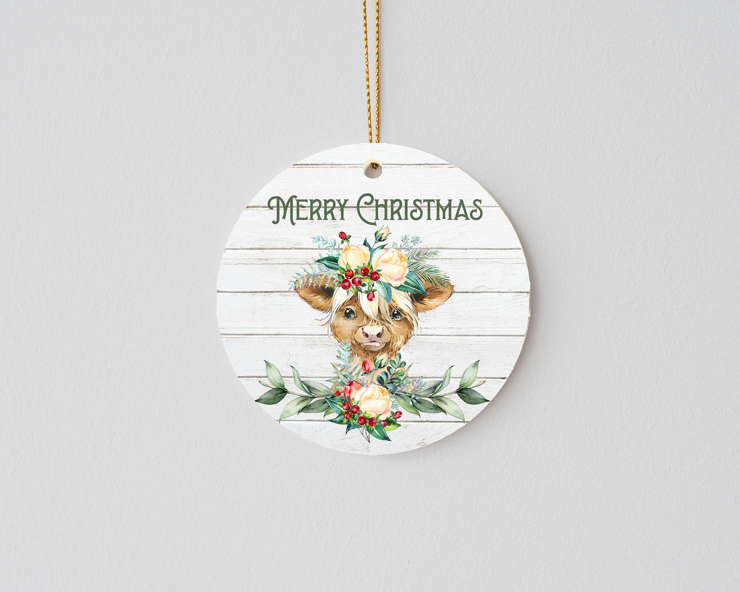 New Release Christmas Ornament, Merry Christmas  Floral Cow Ceramic Christmas Ornament